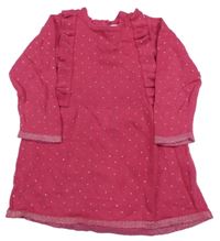 Tmavoružové bodkovaná é pletené šaty s volánikom Primark