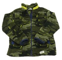 Khaki army chlupatá propínací mikina M&S