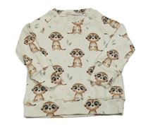 Smetanové žebrované triko s obrázky 