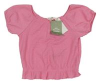 Nové - růžové mačkané crop tričko H&M