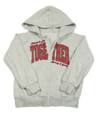 Sivá melírovaná prepínaci mikina s nápisom a kapucňou H&M