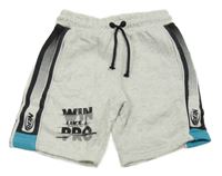 Šedé melírované teplákové kraťasy s nápisem George