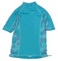 Tyrkysové vzorované UV tričko TRIBORD