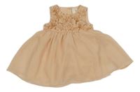 Meruňkové šifonové šaty s 3D květy GAP