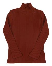 Hnedé rebrované tričko C&A