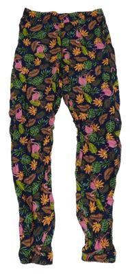 Tmavomodro-farebné ľahké nohavice s listami Lily & Dan