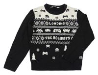 Čierno-biely vzorovaný sveter s ovladači H&M