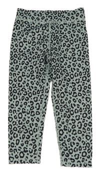 Zeleno-čierne leopardí športové crop legíny H&M