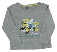 Sivé melírované tričko s kvetmi Lupilu