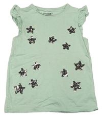 Svetlozelené tričko s hvězdami z flitrů F&F