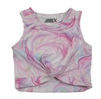 Růžovo-bílý vzorovaný sportovní crop top Next