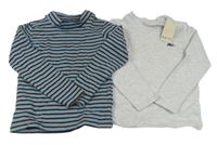 2set - 2x thermo triko - modré pruhované + světlešedé Lupilu