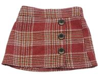 Červeno-bielo-ružová kockovaná vlnená sukňa Matalan
