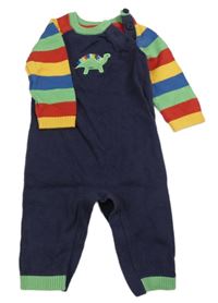 Tmavomodro-farebný svetrový overal s dinem Mothercare