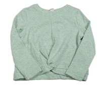 Svetlozelená melírovaná crop mikina s uzlom Topolino