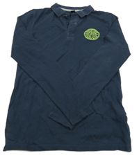 Tmavomodré polo triko s nápisy Replay