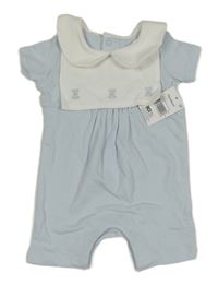 Nové - Světlemdoro-biely kraťasový overal s medvedíkmi Matalan