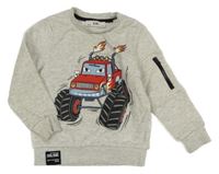 Svetlosivá melírovaná mikina s autom C&A