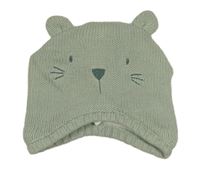 Mintová čepice s čumákem a oušky 