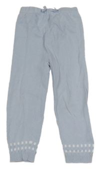 Světlemodro-biele pletené tepláky s kostičkami