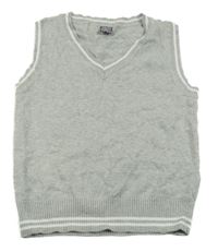 Svetlošedá -biela svetrová vesta s pruhmi