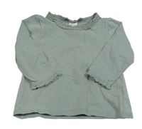 Šedozelené tričko s volánikmi H&M