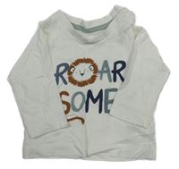 Bílé triko s nápisem a lvem Matalan