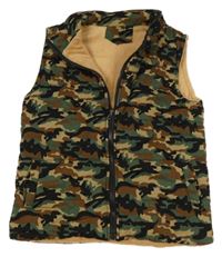 Béžovo-hnědo-khaki-černá army zateplená vesta 