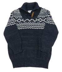 Tmavomodro-biely vzorovaný sveter Topolino