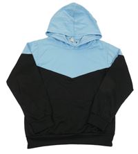 Světlemodro-čierna mikina s kapucňou