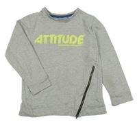 Šedé mikinotriko s nápisem 