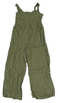 Nové - Khaki kalhotový lněný culottes overal Mayoral