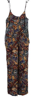 Dámský černo-skořicovo-červený vzorovaný kalhotový letní overal H&M