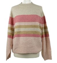 Dámský béžovo-růžový pruhovaný žebrovaný svetr M&S