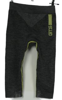 Dámské tmavošedé proužkované spodní funkční legíny s nápisem 