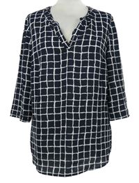 Dámská tmavomodro-bílá kostkovaná halenka 