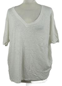 Dámske biele úpletové ľanové tričko H&M