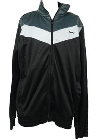 Pánská černo-šedo-bílá sportovní propínací mikina Slazenger 