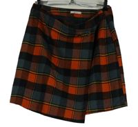 Dámska červeno-sivo-čierna kockovaná vlnená sukňa TU