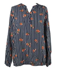 Dámská tmavomodro-bílá pruhovaná halenka s květy Laura Torelli 