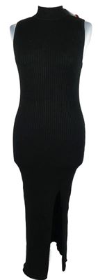 Nové - Dámské černé žebrované pletené šaty New Look 