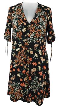 Dámské černé květované košilové šaty H&M