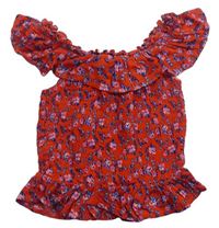 Červené kvetinový žabičkové crop tričko Primark