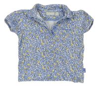Bielo-modré kvetinové polo tričko Jojo Maman Bebé