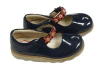 Tmavomodré lakované boty s kytičkami Clarks vel.27