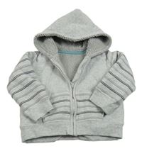 Svetlosivá zateplená prepínaci mikina s prúžkami a kapucňou George