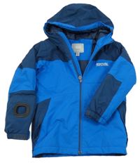 Tmavomodro-modrá šušťáková zateplená funkčná bunda s logom a kapucňou Regatta