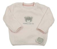 Nové - Světlerůžová chlupatá mikina s medvědem Little nutmeg