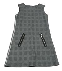 Čierno-biele kockované šaty so zipy Stop+go