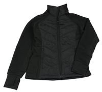 Černá prošívaná funkční bunda s mikinovými rukávy